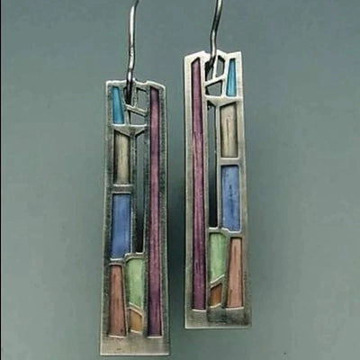 Boucles d'oreilles Vintage en Argent Colorées
