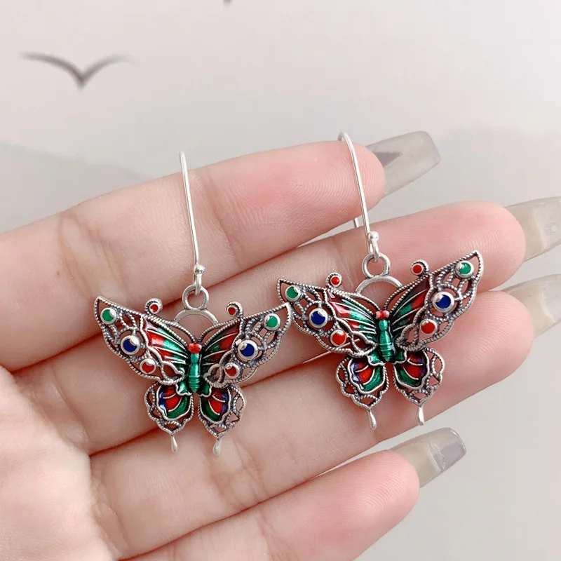 Boucles d'oreilles papillon vintage coloré